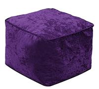 iStyle Mode Crush Velvet Square Shape Bean Bags Indoor Seating Footstools Foot Rest Stool Pouffe Ottoman 40x40x40cm (Purple)