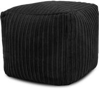 istyle mode Jumbo Cord Footstool Pouffe, Black Corduroy Ottoman Bean Bags 40Cm X 40Cm