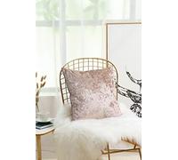 iStyle Mode Set Of 2-45cm x 45cm Crushed Velvet Cushion Cover with Filled Hollow Fiber Piped Edges | For Bedroom Sofa Living Room | - (Pack of 2) (Mink)