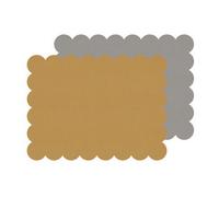 iStyle My Home Istyle Mustard And Grey Scalloped Flexi Set Of 2 Faux Leather Placemats