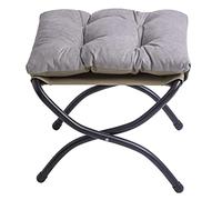 ISUDJUNT 38cm Height Footrest Stool Folding Foot Stool, Small Accent Foot Rest, Elegant Foldable Ottoman with Metal Frame, Upholstered Folding Footstool for Living Room Bedroom Washable Light Grey
