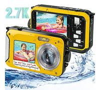 iSunFun UCY01 Waterproof Camera, Underwater Camera Full HD 2.7K 48MP Waterproof Digital Camera with Dual Screen, 16X Digital Zoom and Self-timer