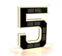 ISUNMEA 9 Inch Solar Lighted House Numbers for Outside, Light Up Waterproof LED Address Numbers Signs for Houses, Large Personalized Illuminated Exterior Modern House Numbers Light (5-Black, 9IN)