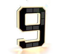 ISUNMEA 9 Inch Solar Lighted House Numbers for Outside, Light Up Waterproof LED Address Numbers Signs for Houses, Large Personalized Illuminated Exterior Modern House Numbers Light (9-Black, 9IN)