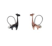 iSuperb 1 Pair Keychain Couple Magnetic Keychain Kissing Dog Couple Key Rings Zinc Alloy Key Hook Belt Clip Personalized for Boyfriend Girlfriend (Black/Rose Gold Giraffe)