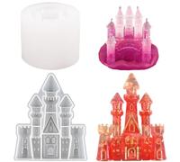 iSuperb 2 Style Silicone Molds for Resin 3D Dream Castle Resin Molds Casting Epoxy Crystal Keychain Molds for Fondant Chocolates, Cake, Soap, Clay, Creative Decorations (2 Castle)