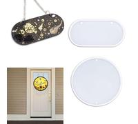 iSuperb 2PCS Doorplate Resin Molds Resin Coaster Molds Large Oval/Round Tray Epoxy Casting Moulds Hanging Wall Sign Silicone Molds DIY Craft for House Office Store