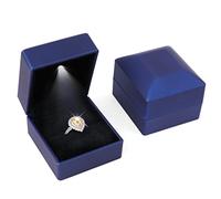 iSuperb 2PCS LED Ring Box Jewelry Box Necklace Ring Storage Organizer Jewelry Case Bracelet Earring Ring Necklace Gift Box with Led for Mother's Day Gifts Presents Women (Blue)