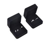 iSuperb 2Pcs Plant Velvet Jewelry Box for Rings Stud Earrings Organizer Gift Box for Wedding Engagement Double Ring Storage Display Box (F)