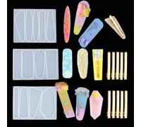 iSuperb 3 pcs Epoxy Resin Moulds Hair Clip Moulds Silicone Moulds DIY Jewelry Hairpin Moulds Casting Moulds with 10 Hairpin Accessories (Transparente)