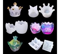 iSuperb 3 Pcs Jewelry Box Resin Moulds Crown Egg Pyramid Shaped Creative Storage Box Silicone Moulds Epoxy Resin Casting Moulds for DIY Jewelry Box Craft (3 Molds)