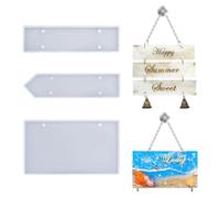 iSuperb 3PCS Silicone Molds for Resin Rectangle Doorplate Epoxy Crystal Mold DIY Tablet Pendant Door Hanging Welcome Sign Plates, Road Street Sign Making Model (Rectangle)