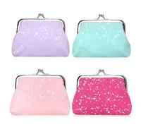 iSuperb 4pcs Buckle Coin Purse Sequin PU Leather Change Holder Glitter Coin Pouch Bag with Kiss Lock for Women Ladies, sequin, Vintage