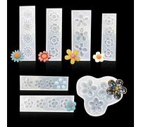 iSuperb 7PCS Flower Fondant Silicone Molds Resin Crafting DIY Jewelry Making Flower Shape Resin Baking Chocolate Moulds Reusable Silicone Molds for Earrings, Pendants