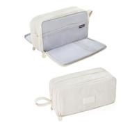 iSuperb Corduroy Pencil Case Double-Opening Large Capacity - Pencil Box, Pen Pouch, Makeup Bag for School Office (22.5×12×8cm, 160g) (Beige)