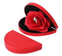 iSuperb Jewelry Box, Rose Ring Box Flower Heart Storage, Rings Holder Case Jewelry Display Bag for Valentine's Day Anniversaries (Red)