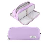 iSuperb Large Pencil Case 3 Compartments Pencil Pouch Big Capacity Pencil Bag for Kids Teen Girls Boys Student School Supplies Oxford Organizer Pen Bag Cosmetic Makeup Pouch, Purple3, Pencil Case