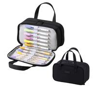 iSuperb Large Pencil Case Multi Compartment Pencil Pouch with Carrying Handle Big Capacity Pencil Bag for Men Women Makeup Bag (Black )