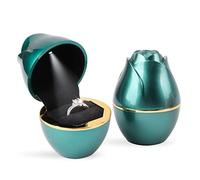 iSuperb LED Rings Boxes Rose Shaped Jewelry Box Earrings Pendant Storage Holder Wedding Ring Holder with Lights Jewelry Display Gift Boxes for Women (Green)