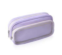 iSuperb Pencil Case Double Compartment Pencil Bag Makeup Bag Large Capacity Pen Pouch for School, Travel Cosmetics Organization(23x11x6cm) (Purple)