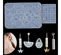 iSuperb Resin Earring Silicone Moulds Pendant Earring Moulds Epoxy Resin Casting Polymer Clay Jewelry Making for DIY Women Accessories Crafts, 2 Pieces of Moulds 30 Beautiful Patterns