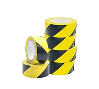 isupli 6-Pack Floor Marking 48mm x 33m LDPE Black & Yellow Heavy Duty High Visibility Hazard Lane Duct Zinc Oxide 3M Double Sided Tape Alternative for Safety and Organization