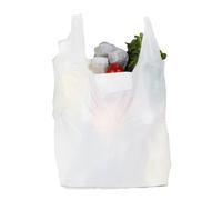 isupli 80 Pack of White Vest Carrier Heavy Duty Plastic Bags Reusable 8 x 13 x 18 Inch for Grocery, Vegetables and Super Markets