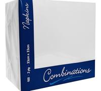 ISUPLI Paper Napkin 100 Pack - Premium 2-Ply White Disposable Serviettes 33x33cm - Soft, Absorbent Cocktail Napkins - Ideal for Paper Plates, Tissue Paper, and Enhancing Table Cloth Elegance