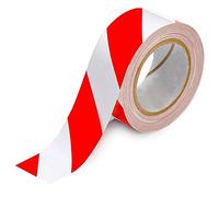 Isupli Red & White Floor Marking Tape 48mm x 33m - Caution Masking Tape, Zinc Oxide Hazard Tape, Carpet Tape for Workplace & Industrial Safety Use