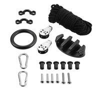 ISURE MARINE Kayak Canoe Anchor Trolley Kit Eyes Wellnuts Screws Kayak Accessories Zig Zag Cleat Rigging Ring Pulleys DIY Boat 30 Feet Rope