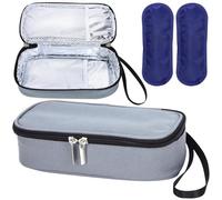 ISUSSER Breastmilk Cooler Bag with Ice Pack, Portable Insulated Breast Milk Storage Cooler Bag, Small Stylish Breastmilk Storage Bag Cooler with Wrist Strap, Refrigerate 3-5 Bags of Breastmilk (Grey)
