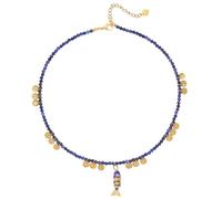 Iswawo Boho Fish Beaded Necklace for Women, Natural Stone Bead Chain 18K Gold Handmade Sardine Pendant Choker Charm Beach Hawaiian Dainty Necklaces Summer Ocean Minimalist Jewelry Gift, 17.7inch
