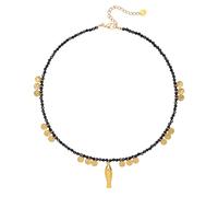 Iswawo Boho Fish Beaded Necklace for Women, Natural Stone Bead Chain 18K Gold Handmade Sardine Pendant Choker Charm Beach Hawaiian Dainty Necklaces Summer Ocean Minimalist Jewelry Gift, 17.7inch