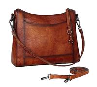 Iswee Genuine Leather Crossbody Bags for Women Satchel Purse Hobo Handbag Ladies Vintage Shoulder Bag Work, Brown, Women Shoulder Bag Satchel