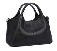 Iswee Genuine Leather Purses and Handbags for Women Shoulder Bag Top Handle Satchel Ladies Hobo Crossbody Bags Black, black