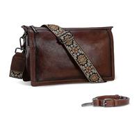 Iswee Leather Bag Crossbody Bag for Woman Purses and Handbags Shoulder Bags Medium Pocketbooks Detachable Long Straps Satchel, Coffee, M, Fashion