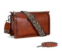 Iswee Leather Bag Crossbody Bag for Woman Purses and Handbags Shoulder Bags Medium Pocketbooks Detachable Long Straps Satchel, Brown, M, Fashion