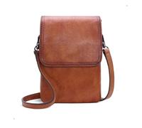 Iswee Leather Crossbody Bags for Women RFID Blocking Cell Phone Purse Small Anti-Theft Zippered with Card slots, Light Brown, M, Fashion