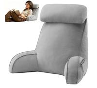 ISWEES Reading Pillows for Sitting in Bed Adults, 25" Back Support Pillow for Sitting Up, Back Rest Cushion with Arms & Wedge Design for Couch, Sofa, Floor, Dorm Essentials, Grey