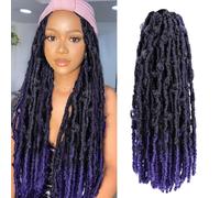 ISWEET Locos Butterfly Crochet Hair 8 Packs 96 Thread 24 Inch #1B Short Soft Handmade Distressed Synthetic Precrazy Crochet Hair for Women Black Ombre 1Bp
