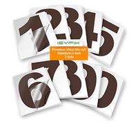 iSYFIX Brown Vinyl Numbers Stickers - 2 Inch Self Adhesive (2 Sets)- Premium Decal Die Cut and Pre-Spaced for Mailbox, Signs, Window, Door, Cars, Trucks, Homes, Address Numbers, Indoor or Outdoor