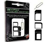 iSYFIX Sim Card Adapter Nano Micro - Standard 4 in 1 Converter Kit with Steel Tray Eject Pin