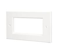 iSynq Double Gang Faceplate - 146mm x 86mm - White | Compatible with Universal AV Snap-in Modules & Standard Gang Back Boxes | Reinforced Back | Includes 2 Mounting Screws