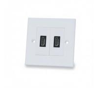iSynq Dual Port HDMI Single Gang Wall Plate/Faceplate, supports 4K video, includes 2 snap in modules with 20cm Fly Leads, fits UK back boxes (Dual Port HDMI Faceplate)