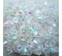 Isywaka 1000pcs 4mm White AB Bicone Crystal Beads Bulk Beaded Wholesale Mix Lot Faceted Glass Beads for Jewelry Making