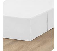 ISZI Pleated Platform Bed Skirt Sheet - Plain Polycotton Sheet Double Bed Base Cover Bed Base Wrap Box Pleated Base Sheets with 14 Inch Drop Soft Brushed Easy Care,White,140 * 200+35cm
