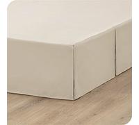 ISZI Pleated Platform Bed Skirt Sheet - Plain Polycotton Sheet Double Bed Base Cover Bed Base Wrap Box Pleated Base Sheets with 14 Inch Drop Soft Brushed Easy Care,Beige,150 * 200+35cm