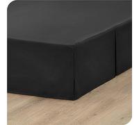 ISZI Pleated Queen Bed Skirt - 14-Inch Tailored Drop Easy Fit - Bed Skirt Sheet Double Bed Base Cover Bed Base Wrap Box Pleated Base Sheets Double Bed Skirt,Black,90 * 190+35cm