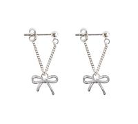 Iszie 925 Sterling Silver Bow Chain Dangle Drop Earring Jackets Front And Back Earrings For Girls Women