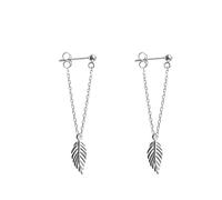 Iszie 925 Sterling Silver Leaf Feather Drop Dangle Earring Jackets for Women (Jacket)